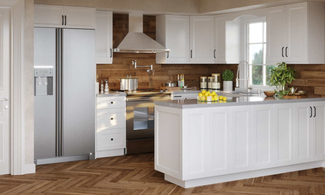 Bermuda White wood cabinets by Classic Brand